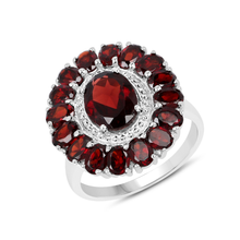 Load image into Gallery viewer, Natural Garnet Flower Ring