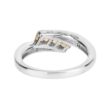 Load image into Gallery viewer, Yellow Beryl and White Zircon Bypass Silver Ring