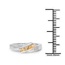 Load image into Gallery viewer, Yellow Beryl and White Zircon Bypass Silver Ring