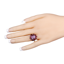 Load image into Gallery viewer, Natural Amethyst and Rhodolite Floral Ring