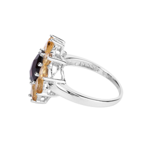 Load image into Gallery viewer, Natural Garnet and Citrine Sunflower Ring