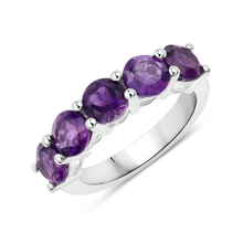 Load image into Gallery viewer, Genuine Amethyst 5 Stone Ring