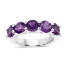 Load image into Gallery viewer, Genuine Amethyst 5 Stone Ring
