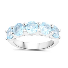 Load image into Gallery viewer, Genuine Blue Topaz 5 Stone Ring