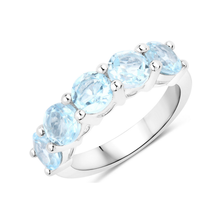 Load image into Gallery viewer, Genuine Blue Topaz 5 Stone Ring