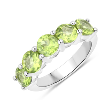 Load image into Gallery viewer, Genuine Peridot 5 Stone Ring
