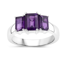 Load image into Gallery viewer, Genuine Amethyst 3 Stone Ring