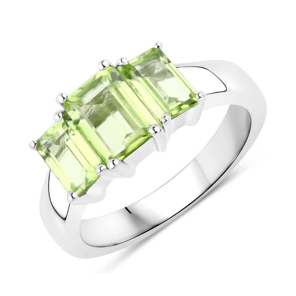 Genuine Peridot 3 Stone Ring