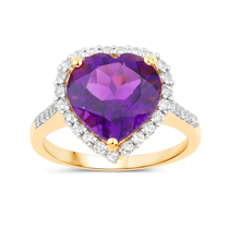 Load image into Gallery viewer, Genuine Amethyst Heart Ring