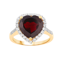 Load image into Gallery viewer, Genuine Garnet Heart Ring