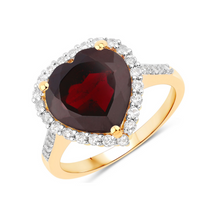 Load image into Gallery viewer, Genuine Garnet Heart Ring