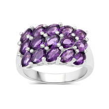 Load image into Gallery viewer, Genuine Amethyst Cluster Ring Silver