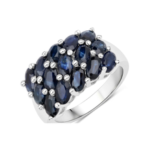 Load image into Gallery viewer, Genuine Blue Sapphire Cluster Ring