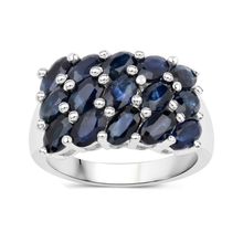 Load image into Gallery viewer, Genuine Blue Sapphire Cluster Ring
