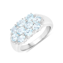 Load image into Gallery viewer, Natural Blue Topaz Cluster Ring