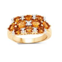 Load image into Gallery viewer, Silver Citrine Cluster Ring