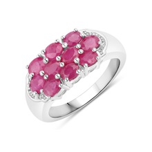 Load image into Gallery viewer, Natural Ruby Silver Cluster Ring