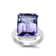 Load image into Gallery viewer, Genuine Purple Amethyst Silver Statement Ring