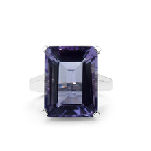 Load image into Gallery viewer, Genuine Purple Amethyst Silver Statement Ring