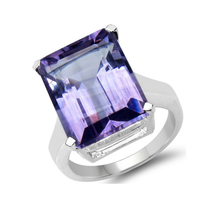 Load image into Gallery viewer, Genuine Purple Amethyst Silver Statement Ring