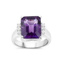Load image into Gallery viewer, Genuine Purple Amethyst Cocktail Ring