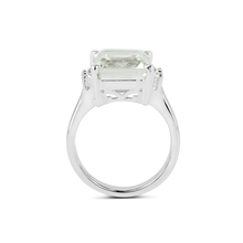 Load image into Gallery viewer, Green Amethyst and White Topaz Solitaire Sterling Silver Ring