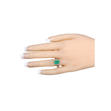 Load image into Gallery viewer, 14K Gold Genuine Green Zambian Emerald Diamond Ring