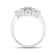 Load image into Gallery viewer, Genuine Aquamarine and White Topaz Cluster Ring