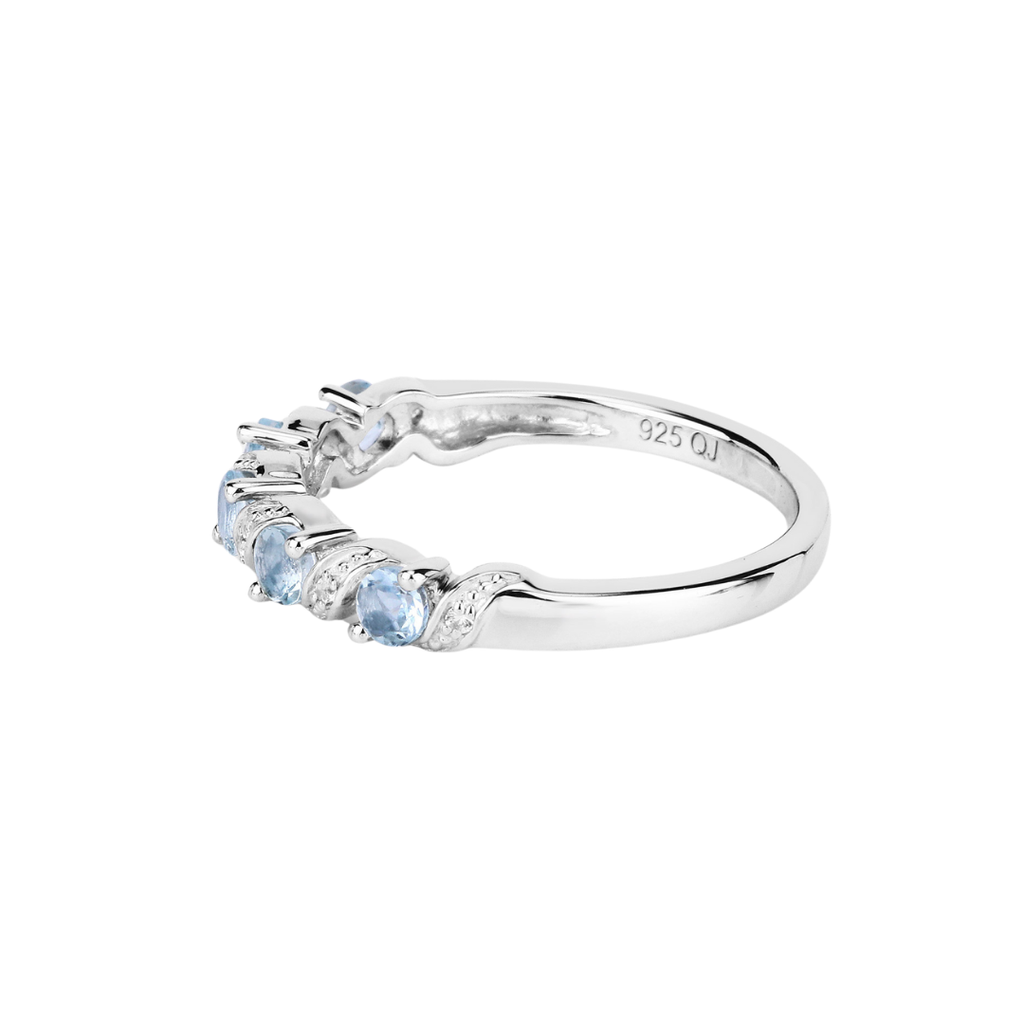 Genuine Aquamarine 5 Stone Ring