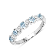 Load image into Gallery viewer, Genuine Aquamarine 5 Stone Ring