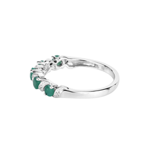 Load image into Gallery viewer, Genuine Emerald and White Topaz 5 Stone Ring