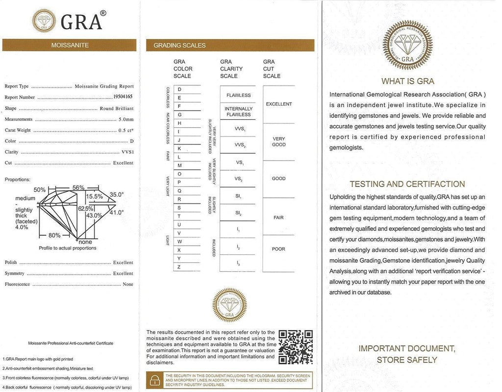  quality certificate of White Moissanite Stud Earrings - FineColorJewels