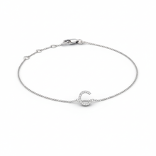 Load image into Gallery viewer, Mini Block Initial Diamond Bracelet Gold