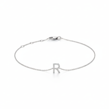 Load image into Gallery viewer, Mini Block Initial Diamond Bracelet Gold