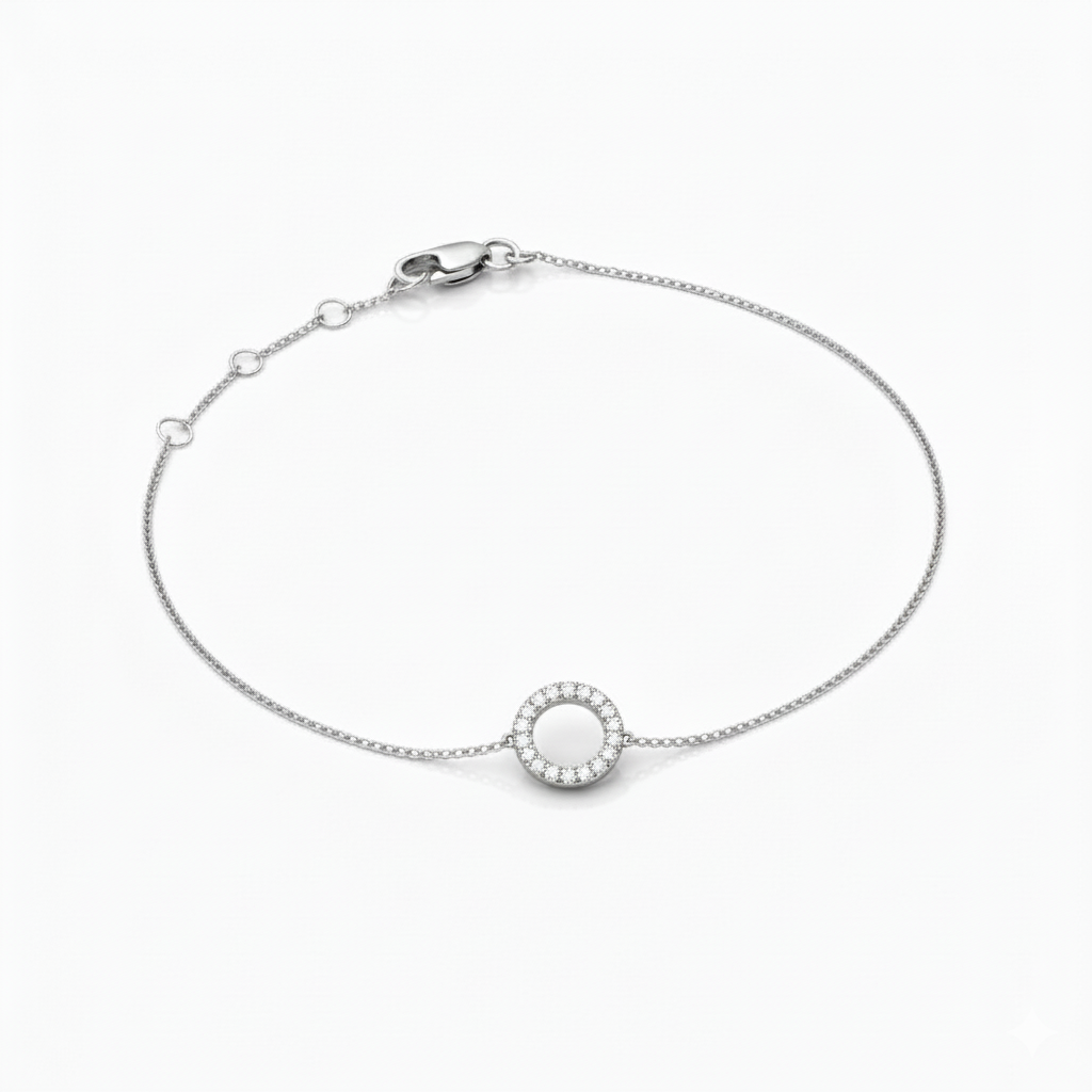 Mini Block Initial Diamond Bracelet Gold