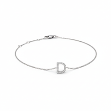 Load image into Gallery viewer, Mini Block Initial Diamond Bracelet Gold