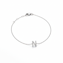 Load image into Gallery viewer, Mini Block Initial Diamond Bracelet Gold