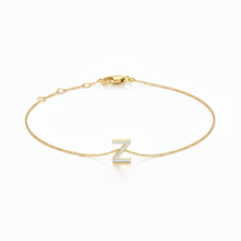 Load image into Gallery viewer, Mini Block Initial Diamond Bracelet Gold
