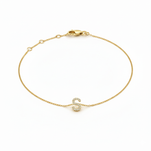 Load image into Gallery viewer, Mini Block Initial Diamond Bracelet Gold