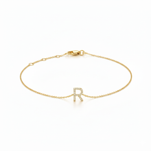 Load image into Gallery viewer, Mini Block Initial Diamond Bracelet Gold
