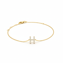 Load image into Gallery viewer, Mini Block Initial Diamond Bracelet Gold