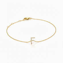 Load image into Gallery viewer, Mini Block Initial Diamond Bracelet Gold