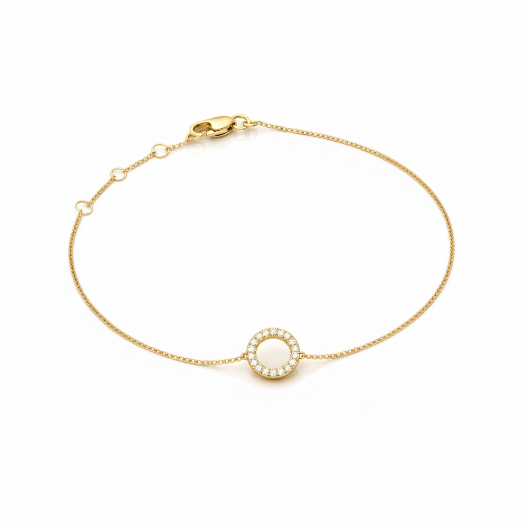 Mini Block Initial Diamond Bracelet Gold