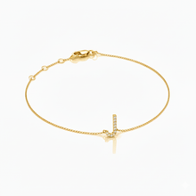 Load image into Gallery viewer, Mini Block Initial Diamond Bracelet Gold