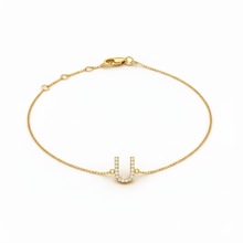 Load image into Gallery viewer, Mini Block Initial Diamond Bracelet Gold