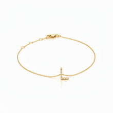 Load image into Gallery viewer, Mini Block Initial Diamond Bracelet Gold