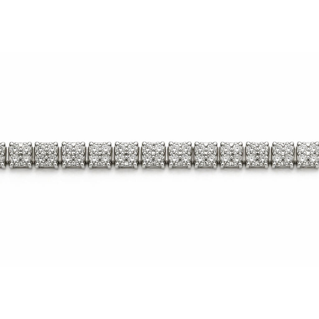 Natural Round Cut White Topaz Tennis 7-inch Bracelet Silver