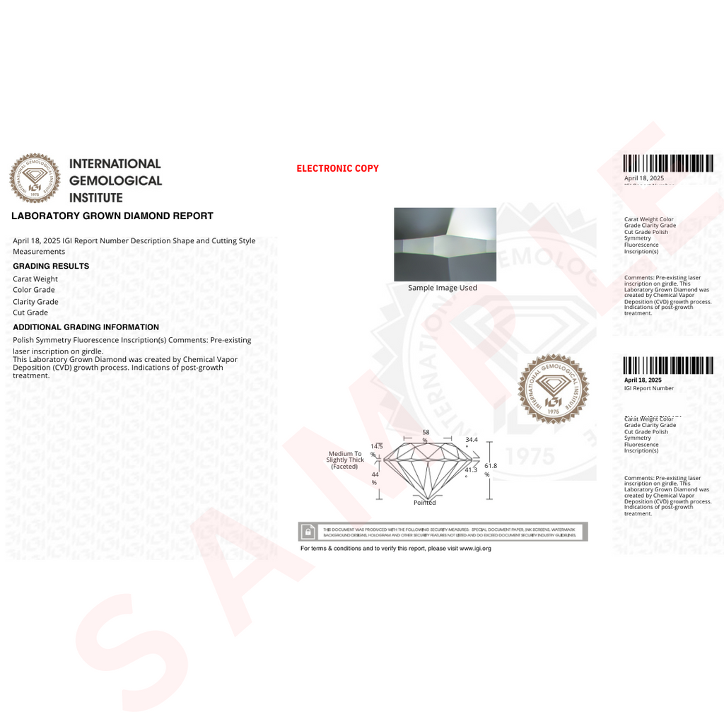 Radiant Loose Lab Grown Diamond Stone SI1 IGI Certified