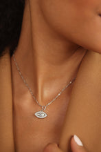 Load image into Gallery viewer, White Topaz Evil Eye Necklace - FineColorJewels