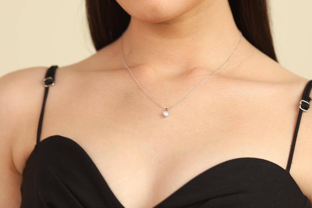 Moissanite Heart Necklace - FineColorJewels